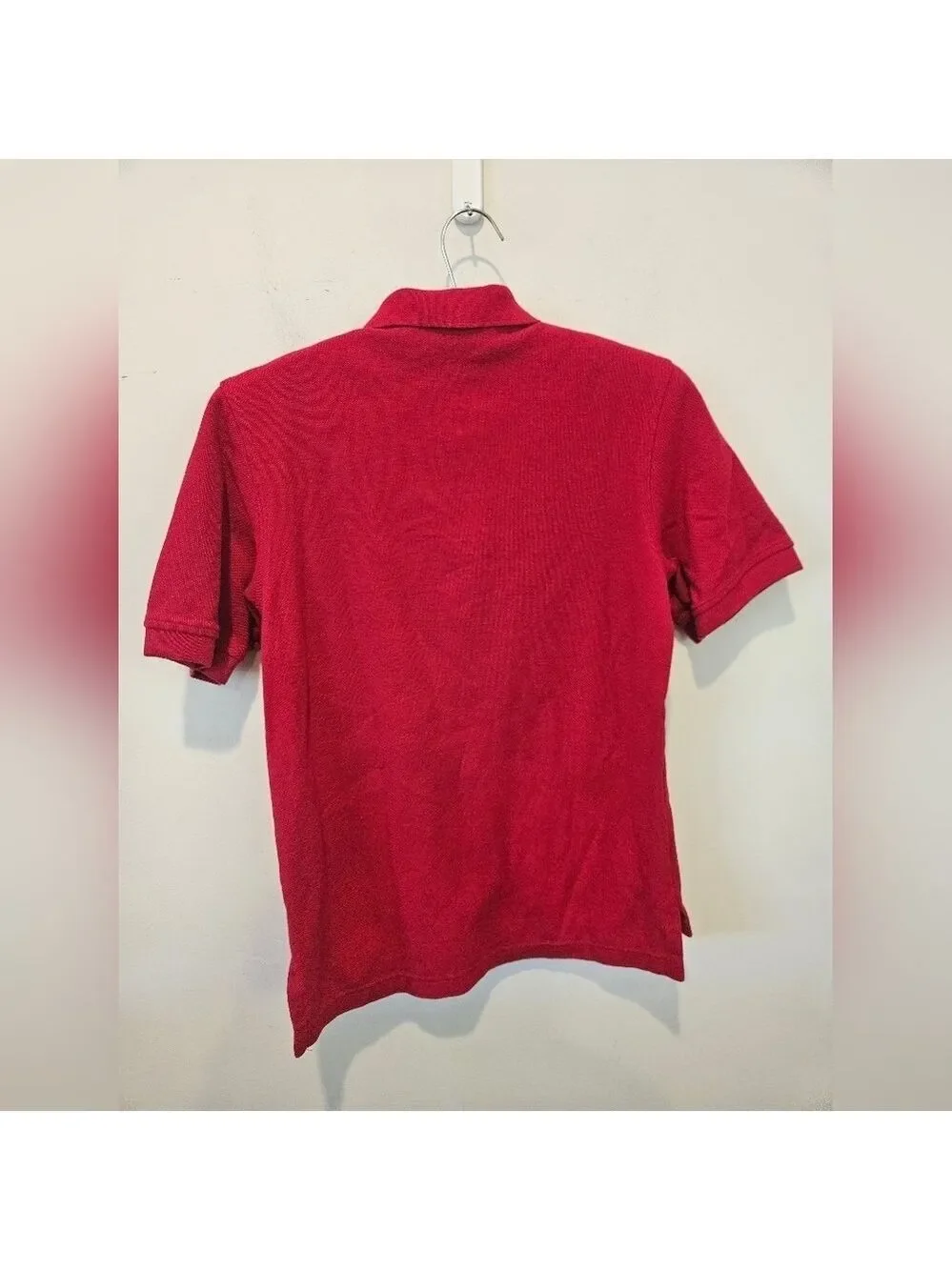 LANDS' END WOMEN'S RED SHORT SLEEVED 2 BUTTON PULLOVER POLO SIZE XS HIGH-LOW